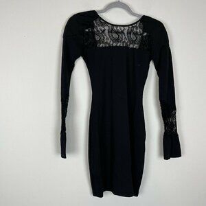 AGAIN  Dylan Jaguar Mini Body Con Lil black Dress Lace Backless Size Large
